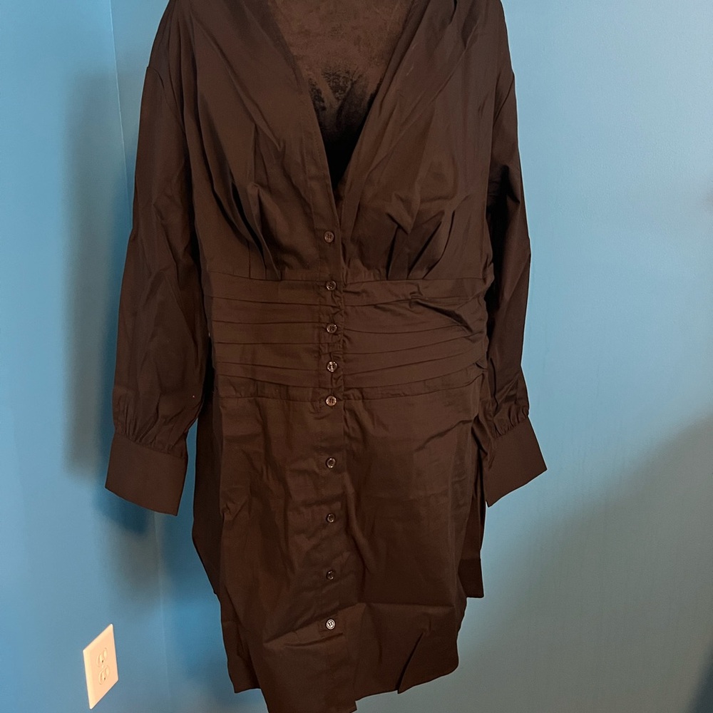 Fashion to Figure Black Wrap Dress with Cuffed Long Sleeves